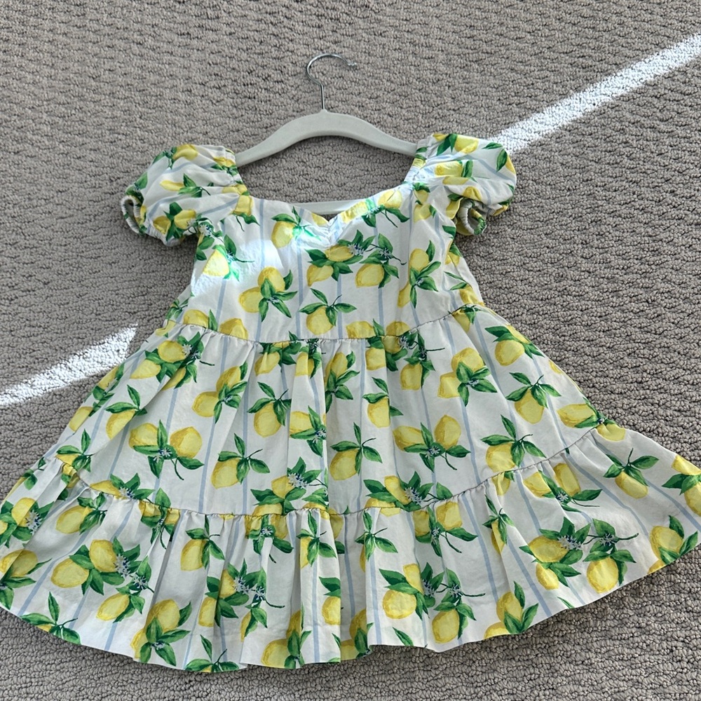 Janie and Jack Lemon Print Dress - White and Yellow